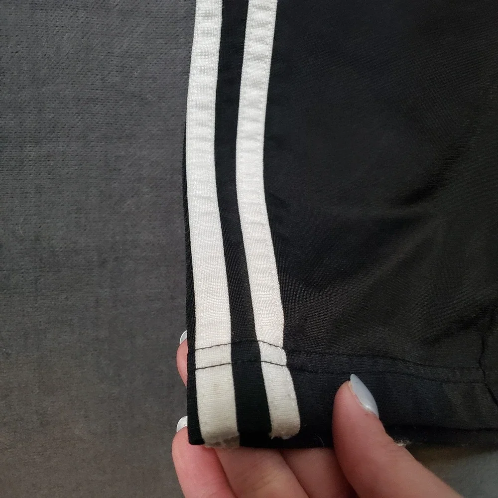 Adidas Track Pants Mens XL Black White 3-Stripe Straight Leg Drawstring Athletic